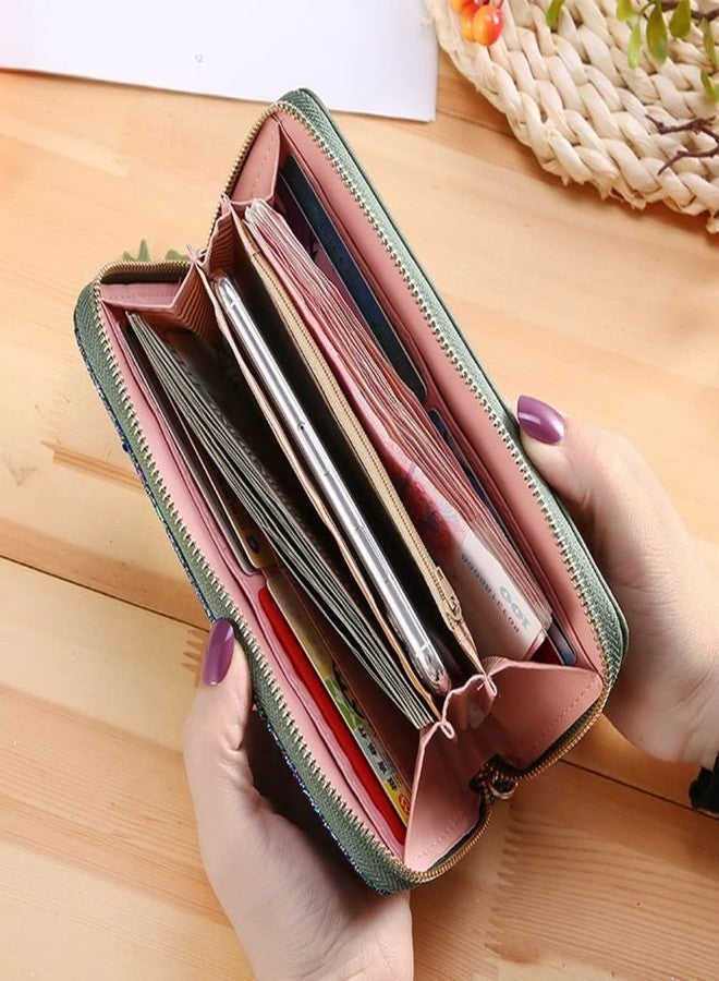 أليكسفيان محفظة نسائية من أليكسفيان غراي سباركل بارتي، حقيبة يد أنيقة للنساء والفتيات، محفظة طويلة مع حامل بطاقات وجيب للهاتف - Image 3